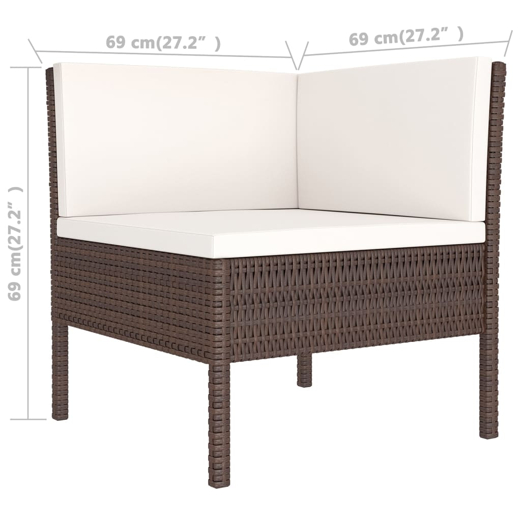 6-delige Loungeset met kussens poly rattan bruin – afbeelding 10
