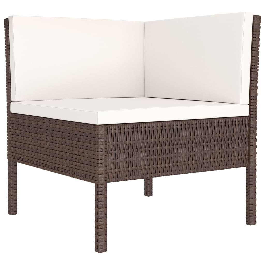 6-delige Loungeset met kussens poly rattan bruin – afbeelding 3