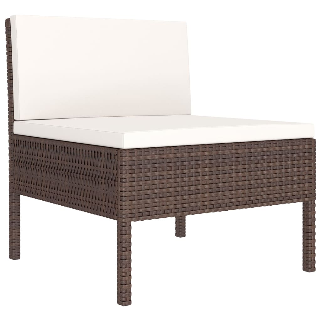 6-delige Loungeset met kussens poly rattan bruin – afbeelding 6