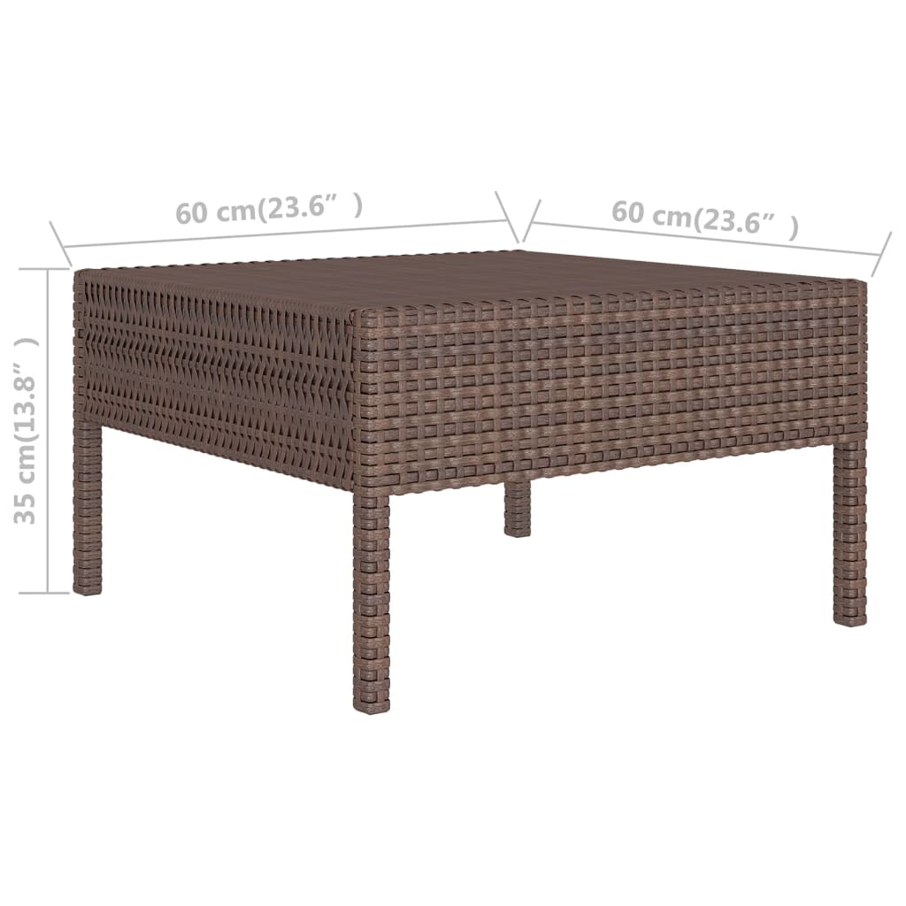 6-delige Loungeset met kussens poly rattan bruin – afbeelding 7