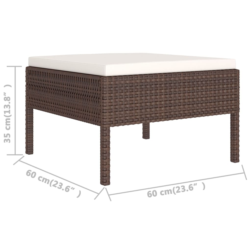 6-delige Loungeset met kussens poly rattan bruin – afbeelding 8