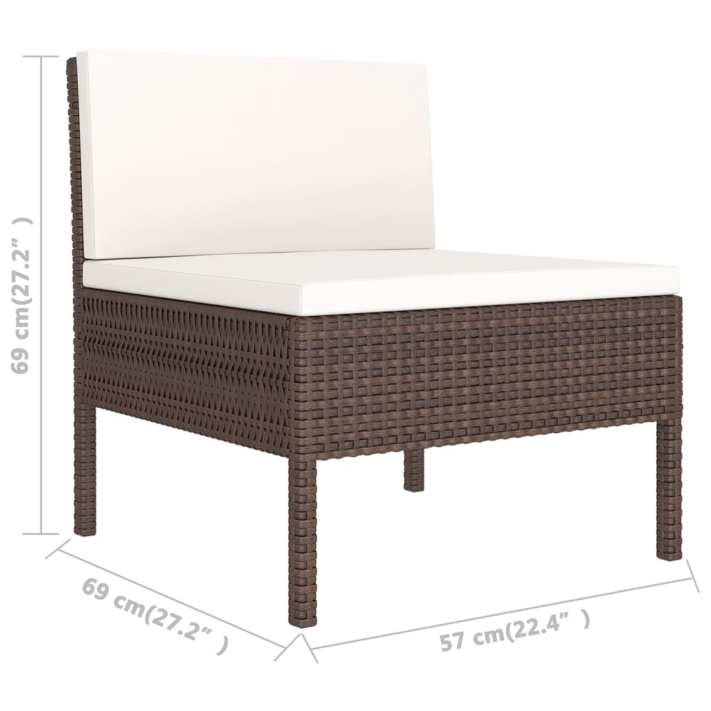 6-delige Loungeset met kussens poly rattan bruin – afbeelding 9