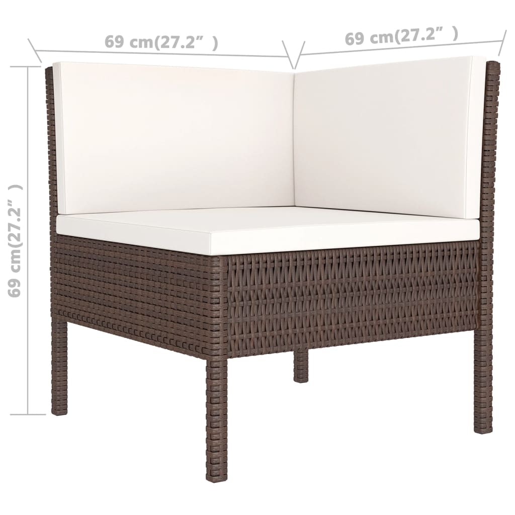 8-delige Loungeset met kussens poly rattan bruin – afbeelding 7