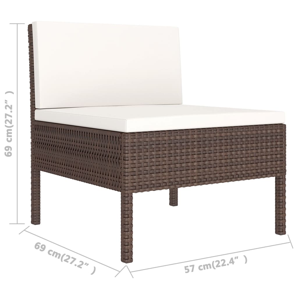11-delige Loungeset met kussens poly rattan bruin – afbeelding 10