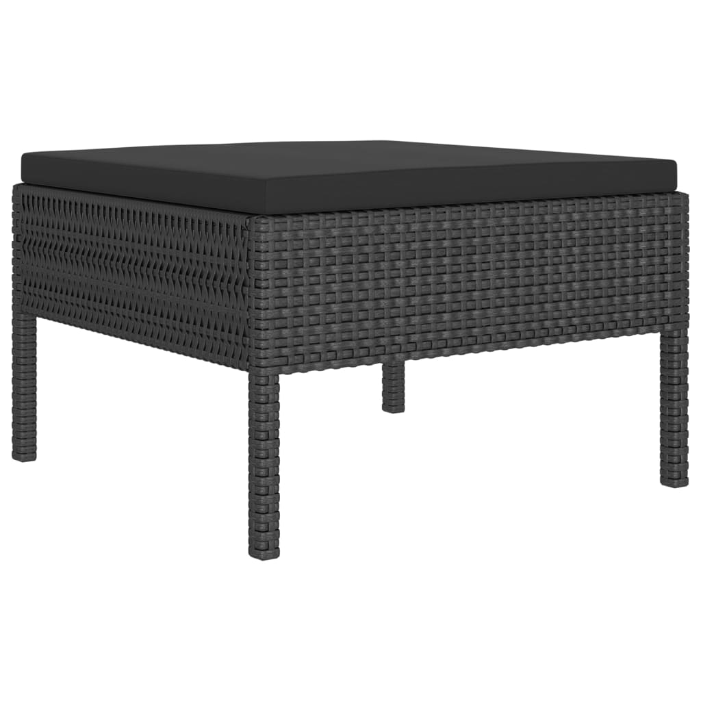 12-delige Loungeset met kussens poly rattan zwart – afbeelding 3