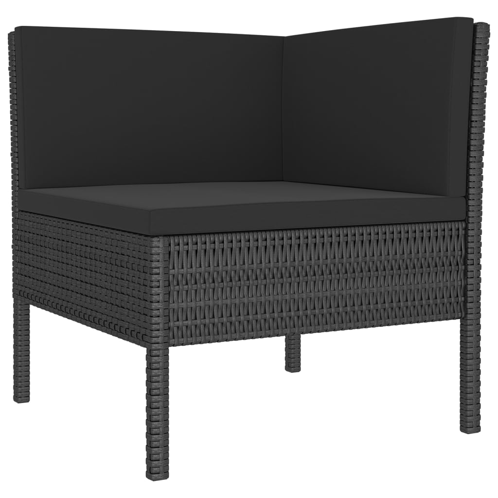 12-delige Loungeset met kussens poly rattan zwart – afbeelding 5