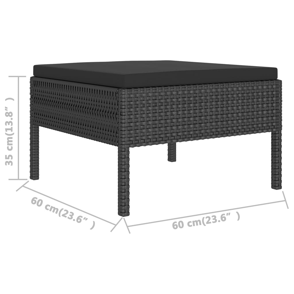 12-delige Loungeset met kussens poly rattan zwart – afbeelding 7