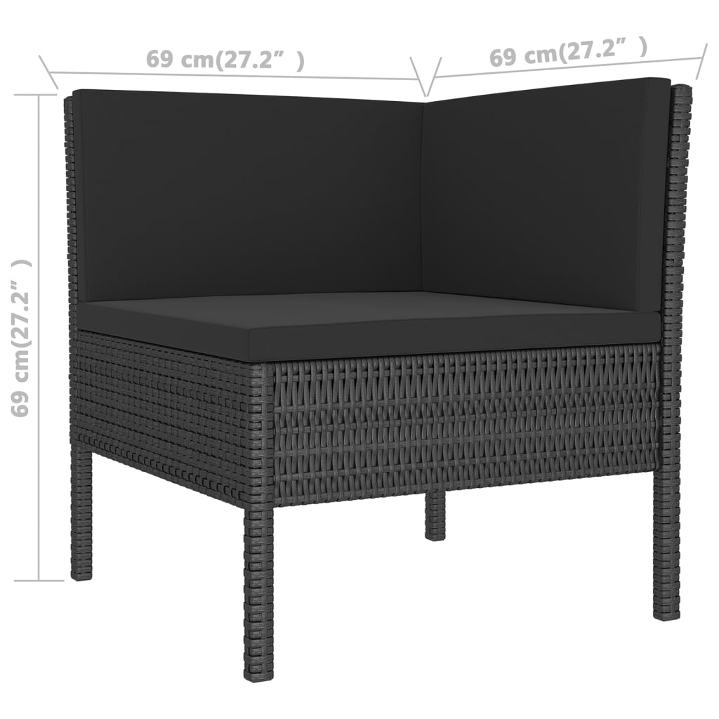 12-delige Loungeset met kussens poly rattan zwart – afbeelding 9