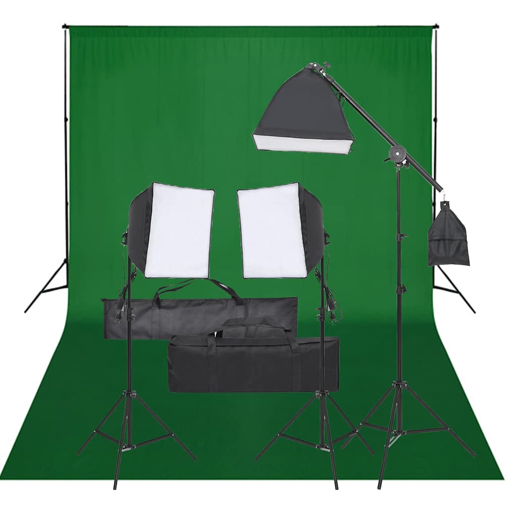 Fotostudioset met verlichtingsset en achtergrond – afbeelding 1