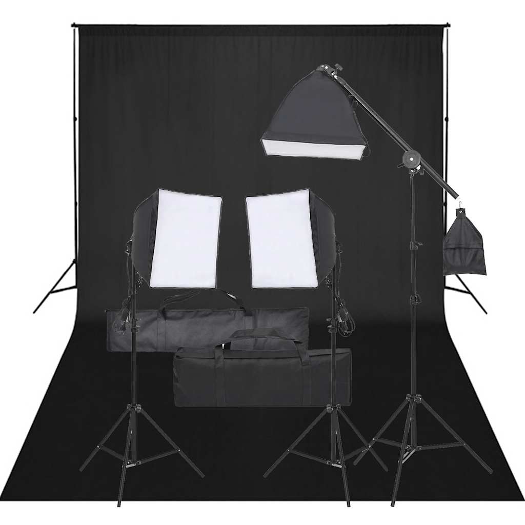 Fotostudioset met verlichtingsset en achtergrond – afbeelding 1