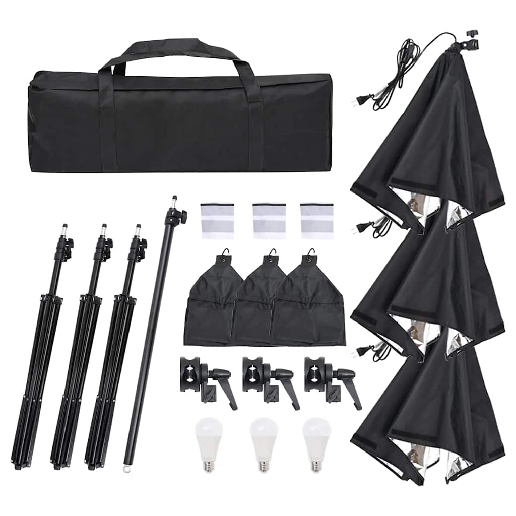 Fotostudioset met verlichtingsset, achtergrond en reflector – afbeelding 2