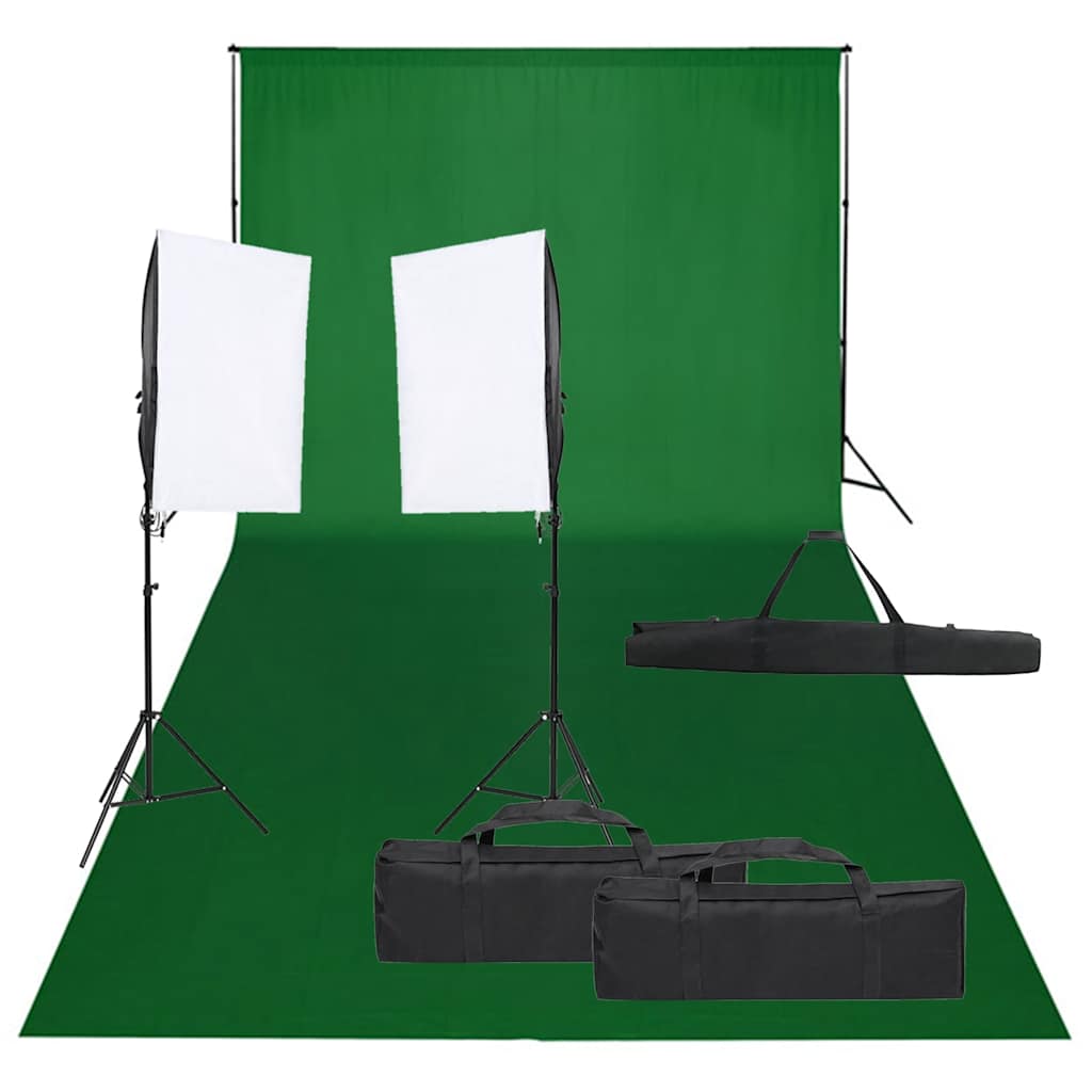 Fotostudioset met verlichtingsset en achtergrond – afbeelding 1