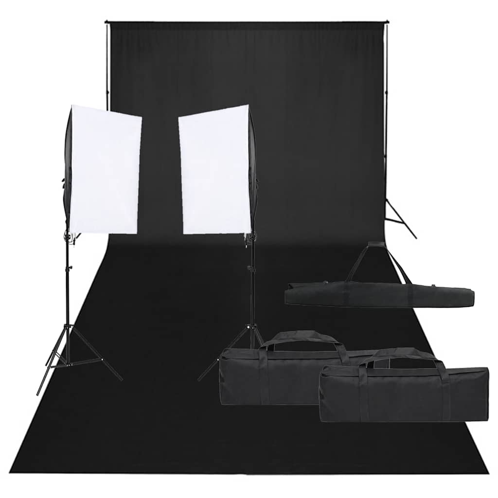 Fotostudioset met verlichtingsset en achtergrond – afbeelding 1