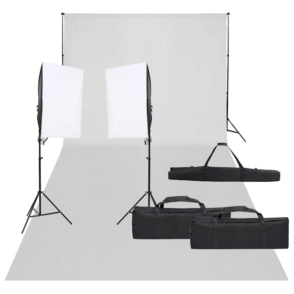 Fotostudioset met verlichtingsset en achtergrond – afbeelding 1