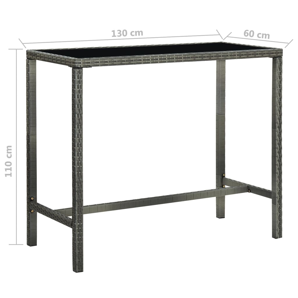 7-delige Tuinbarset met kussens poly rattan grijs – afbeelding 10