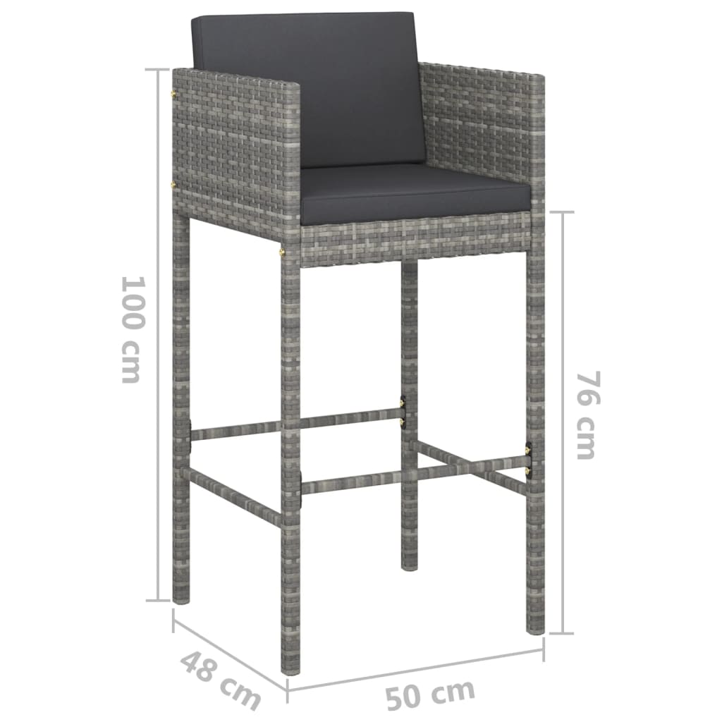 7-delige Tuinbarset met kussens poly rattan grijs – afbeelding 9