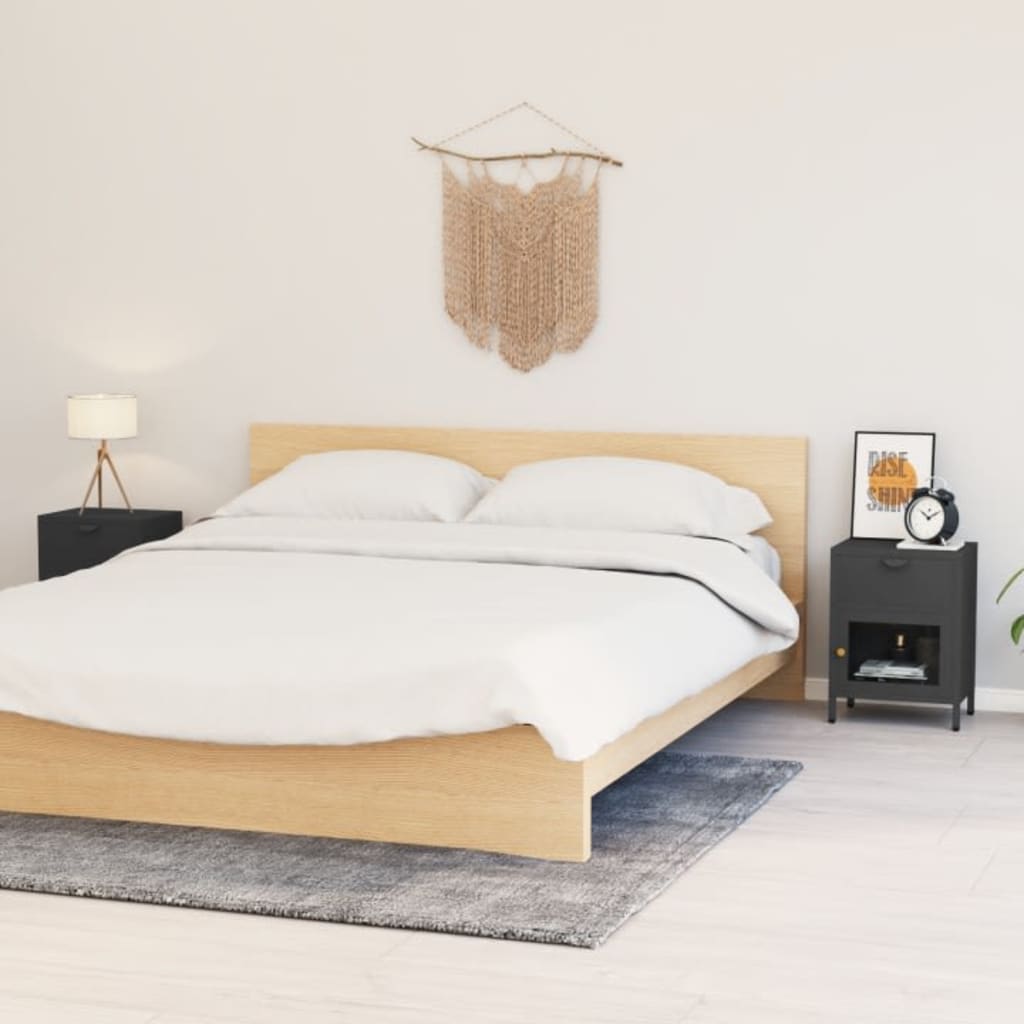 Nachtkastjes 2 st 40x30x54,5 cm staal en glas antracietkleurig – afbeelding 1