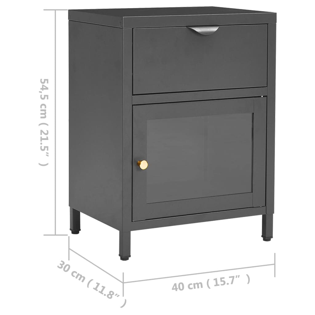 Nachtkastjes 2 st 40x30x54,5 cm staal en glas antracietkleurig – afbeelding 12