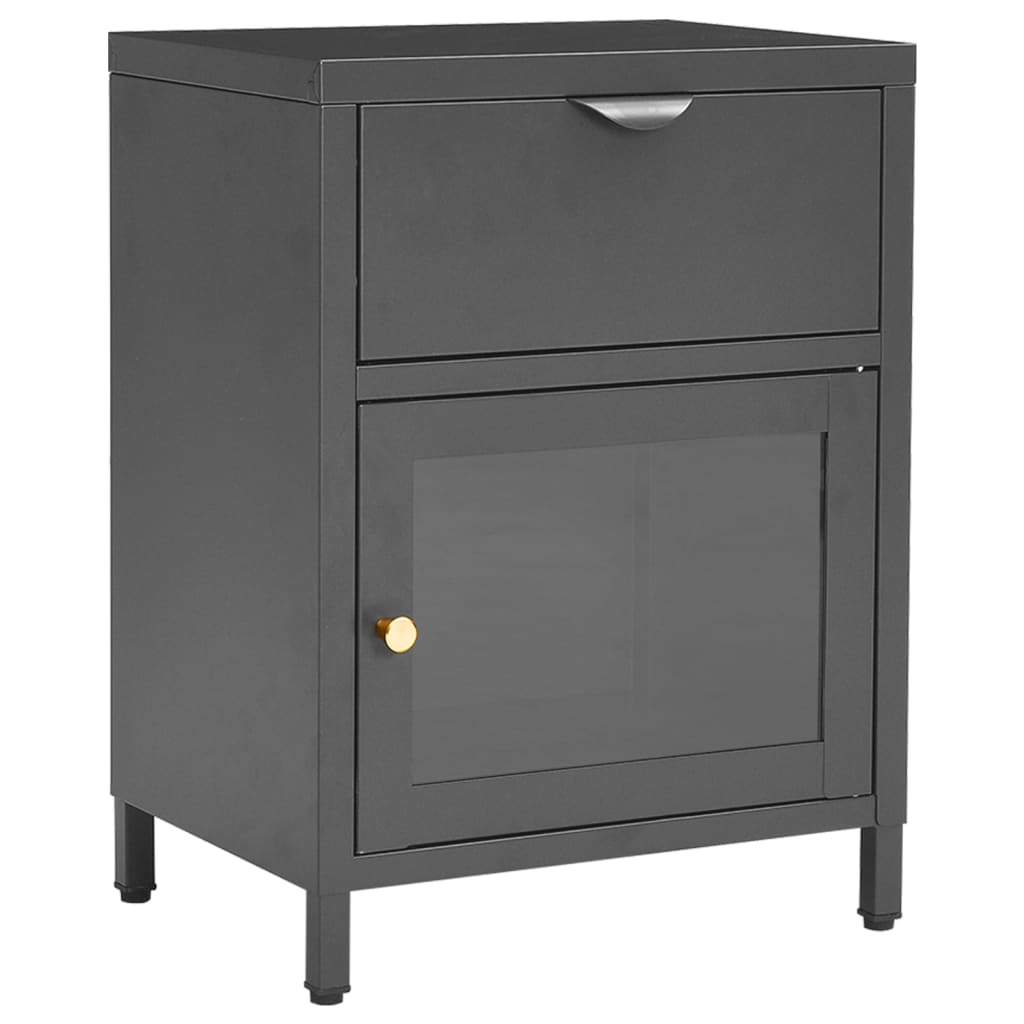 Nachtkastjes 2 st 40x30x54,5 cm staal en glas antracietkleurig – afbeelding 3