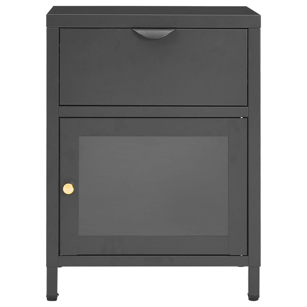 Nachtkastjes 2 st 40x30x54,5 cm staal en glas antracietkleurig – afbeelding 4