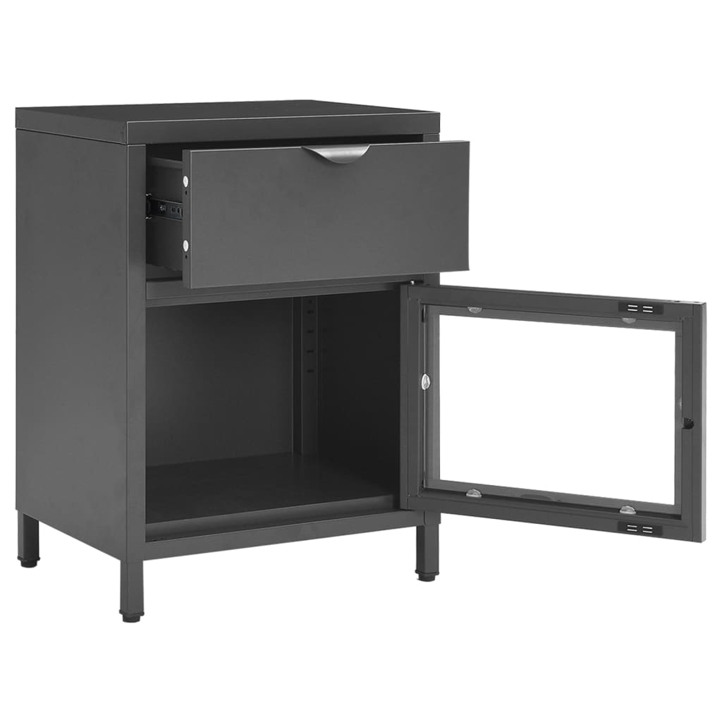 Nachtkastjes 2 st 40x30x54,5 cm staal en glas antracietkleurig – afbeelding 7
