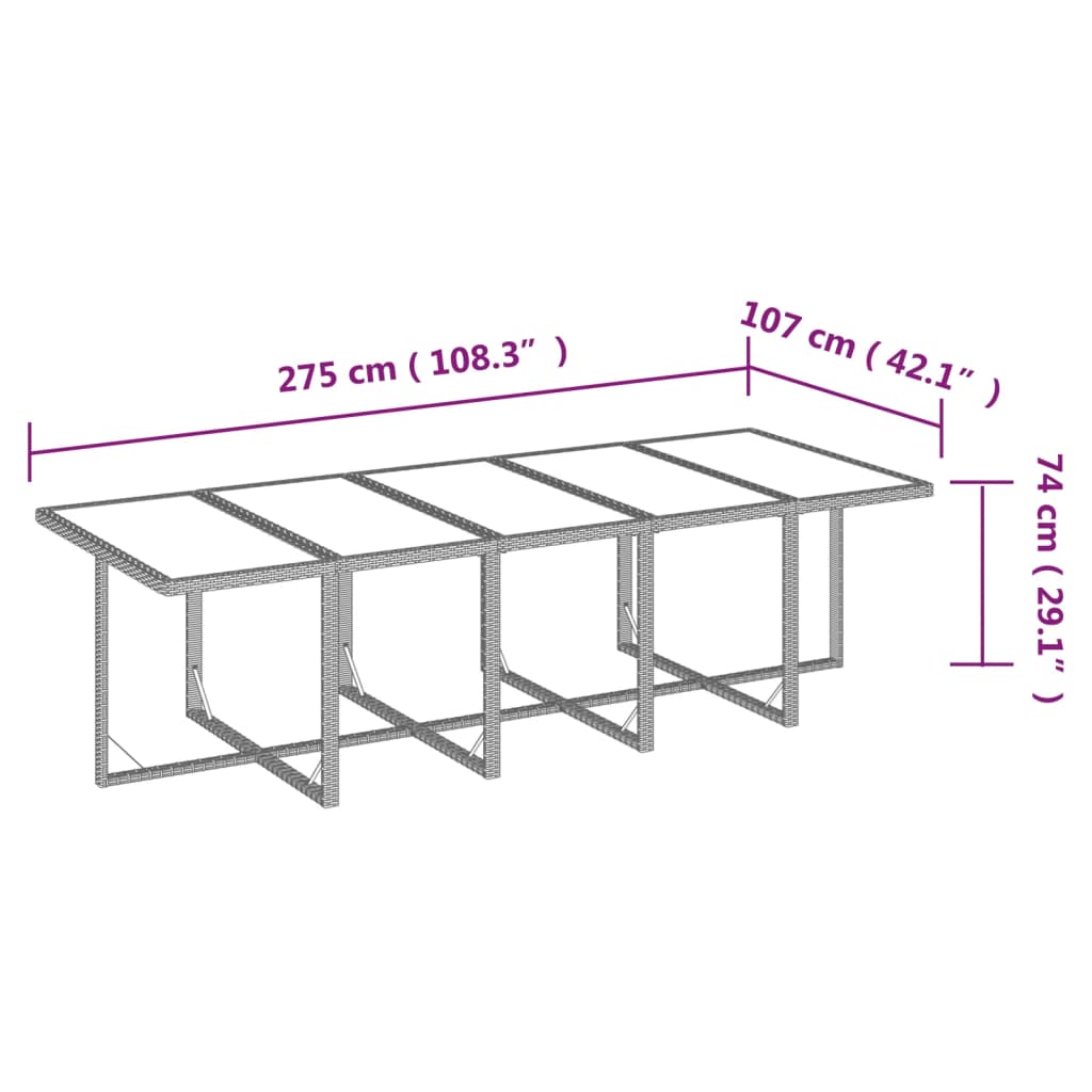 15-delige Tuinset met kussens poly rattan beige – afbeelding 10