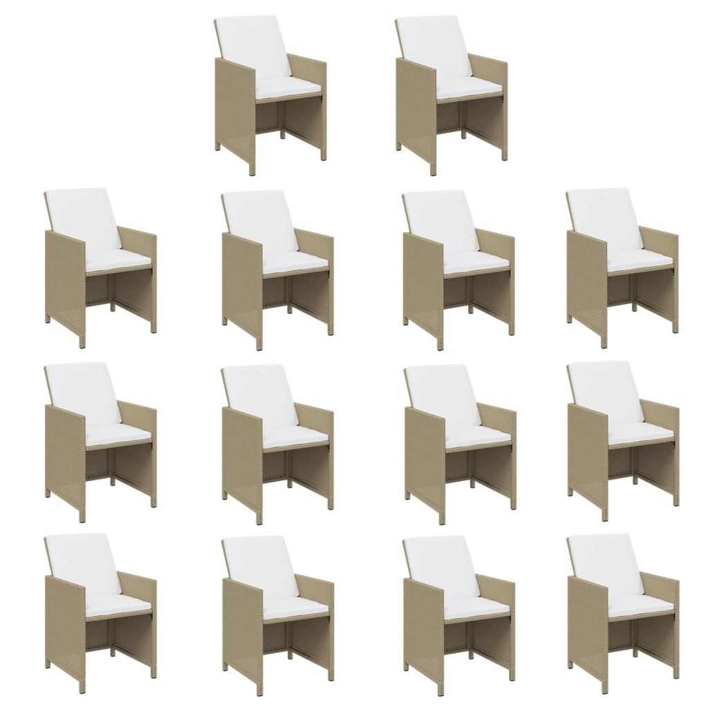 15-delige Tuinset met kussens poly rattan beige – afbeelding 4