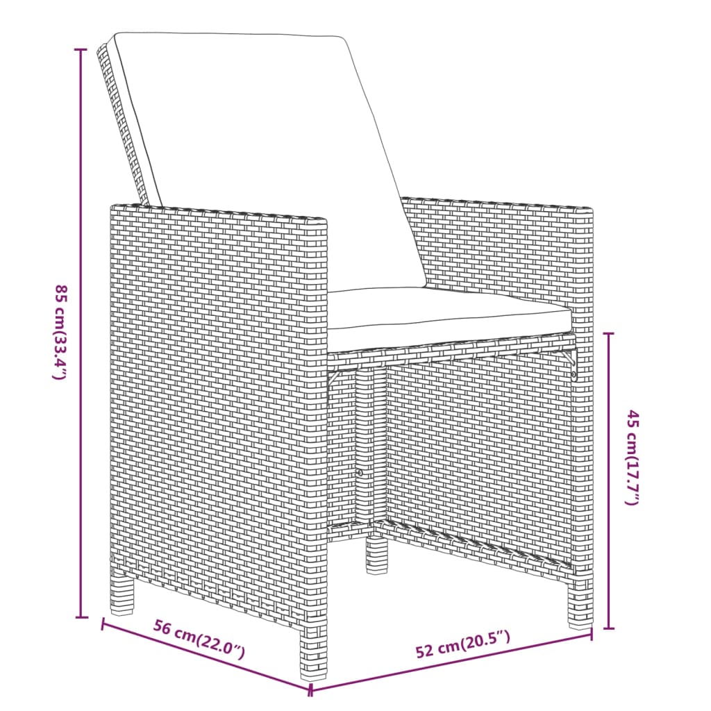 15-delige Tuinset met kussens poly rattan beige – afbeelding 9