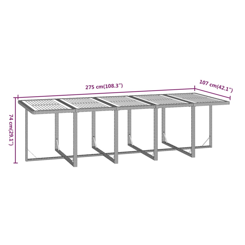 15-delige Tuinset met kussens poly rattan beige – afbeelding 12