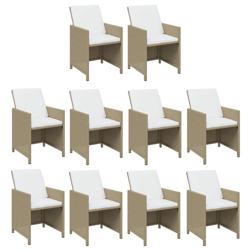 15-delige Tuinset met kussens poly rattan beige – afbeelding 4