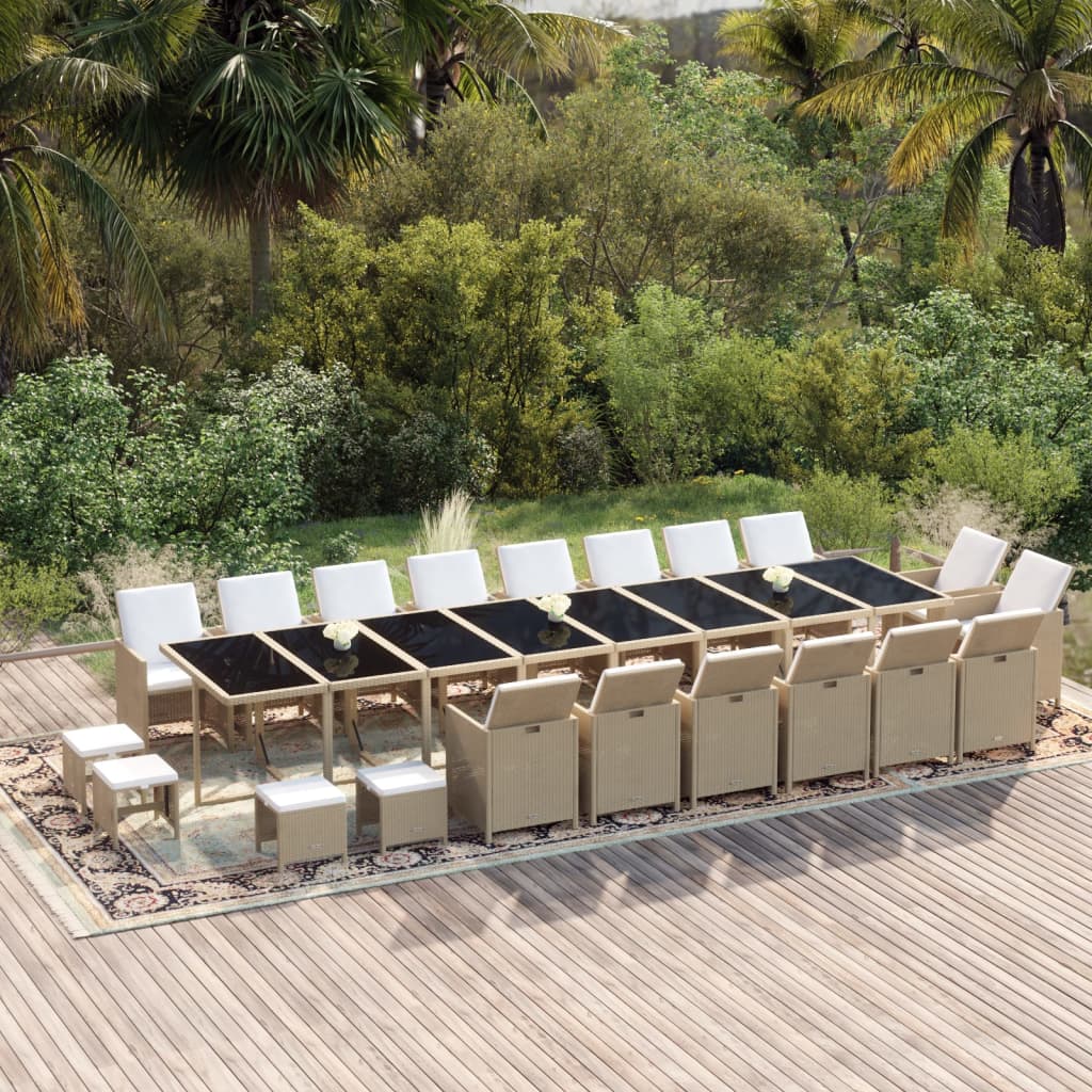 21-delige Tuinset met kussens poly rattan beige