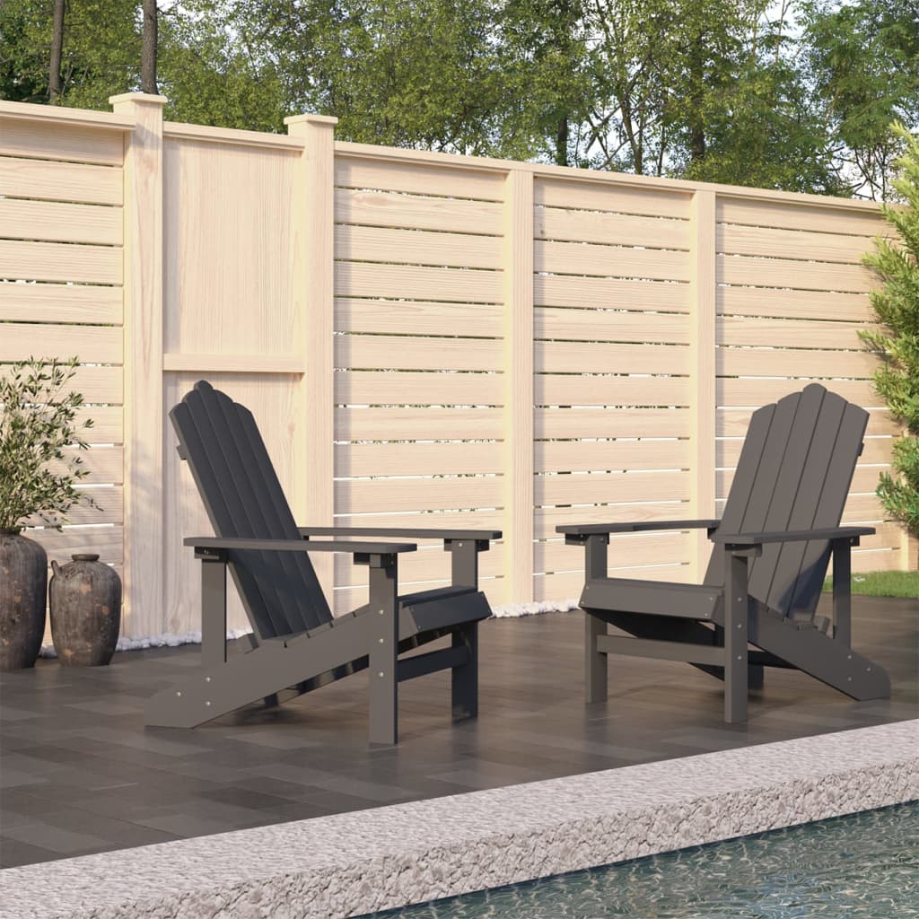 Tuinstoelen 2 st Adirondack HDPE antracietkleurig – afbeelding 1