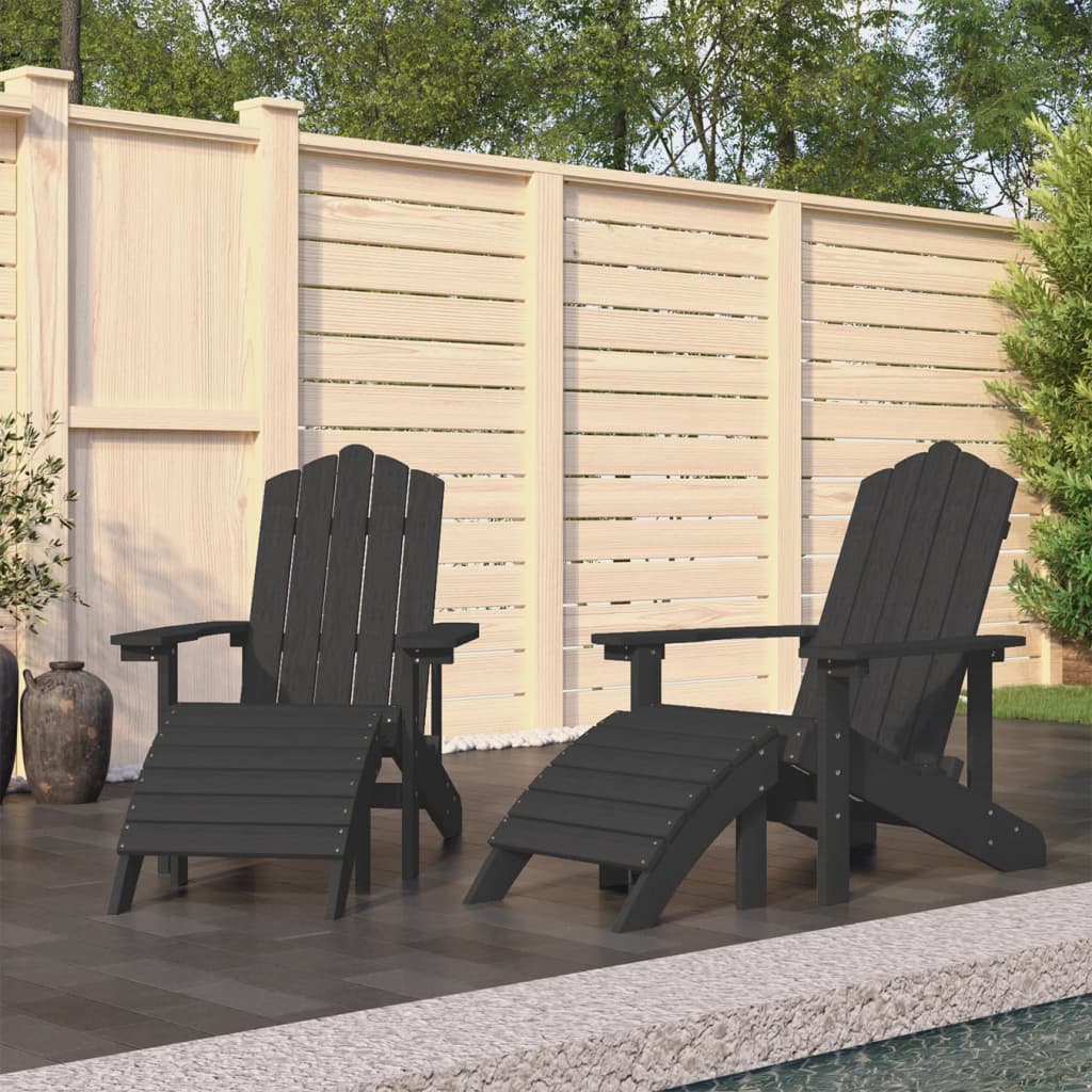 Tuinstoelen 2 st Adirondack met voetensteunen HDPE antraciet – afbeelding 1