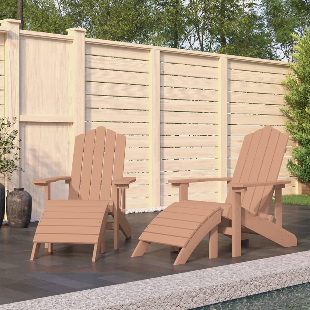 Tuinstoelen 2 st Adirondack met voetensteunen HDPE bruin