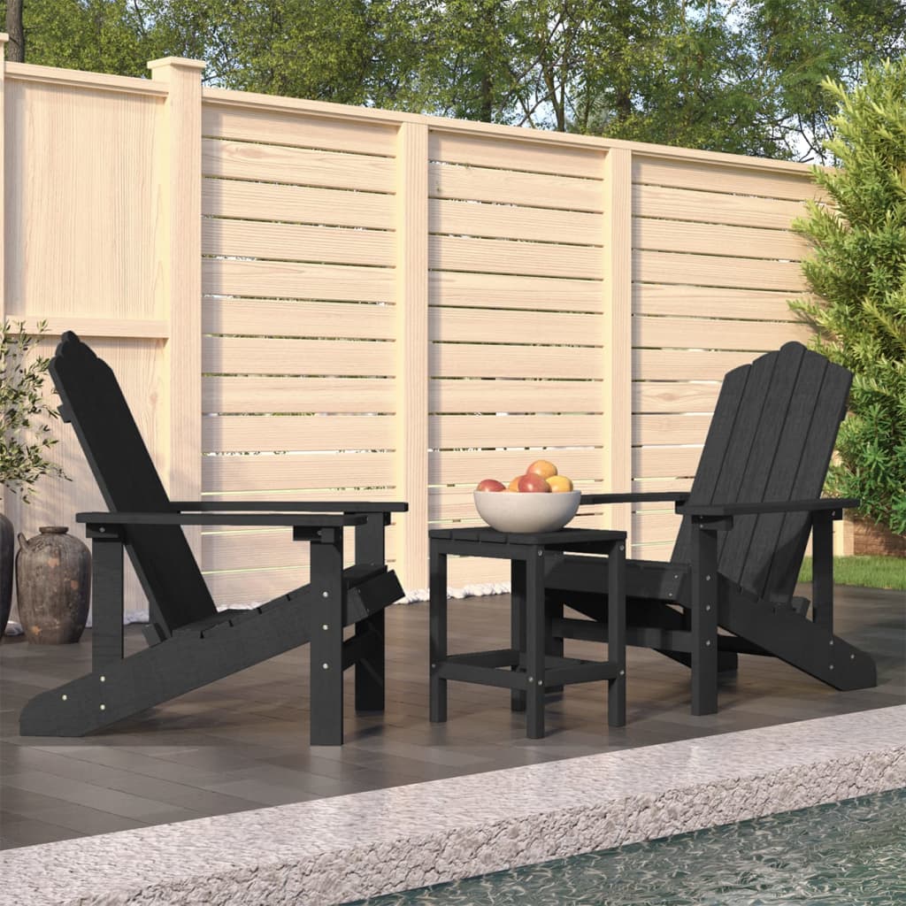 Tuinstoelen Adirondack met tafel HDPE antracietkleurig – afbeelding 1