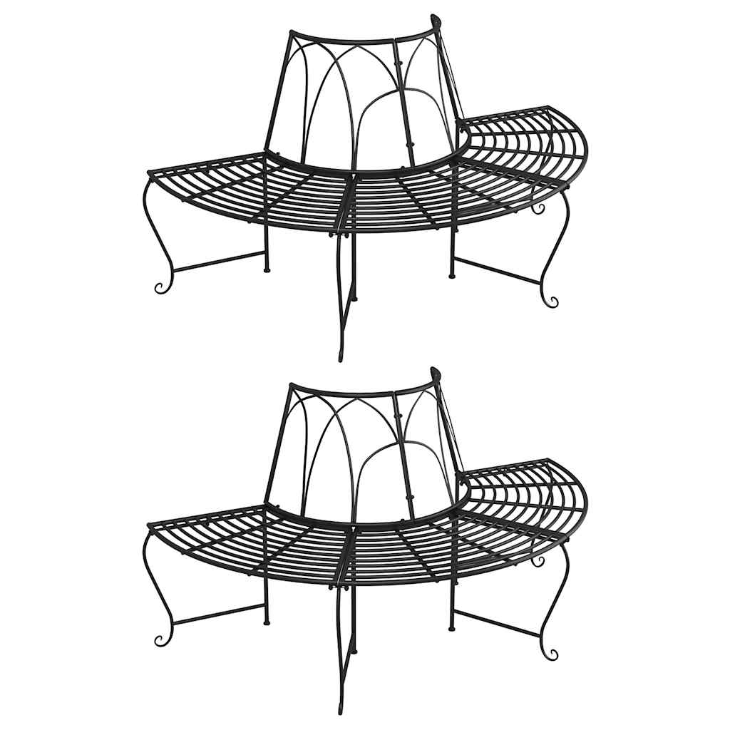 Boombanken 2 st halfrond Ø159 cm staal zwart – afbeelding 1