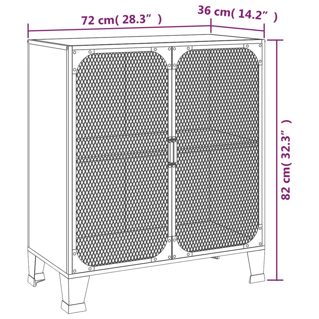 Opbergkasten 2 st 72x36x82 cm metaal en MDF rustiek bruin – afbeelding 10