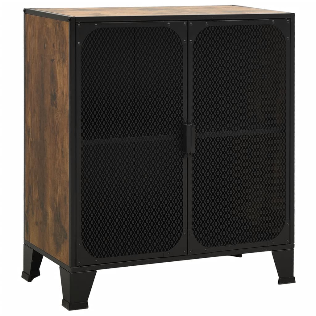 Opbergkasten 2 st 72x36x82 cm metaal en MDF rustiek bruin – afbeelding 3