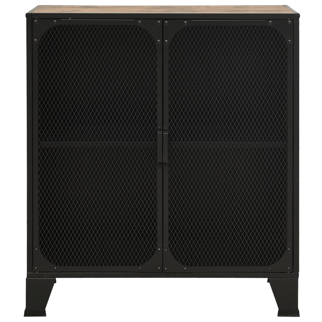 Opbergkasten 2 st 72x36x82 cm metaal en MDF rustiek bruin – afbeelding 4