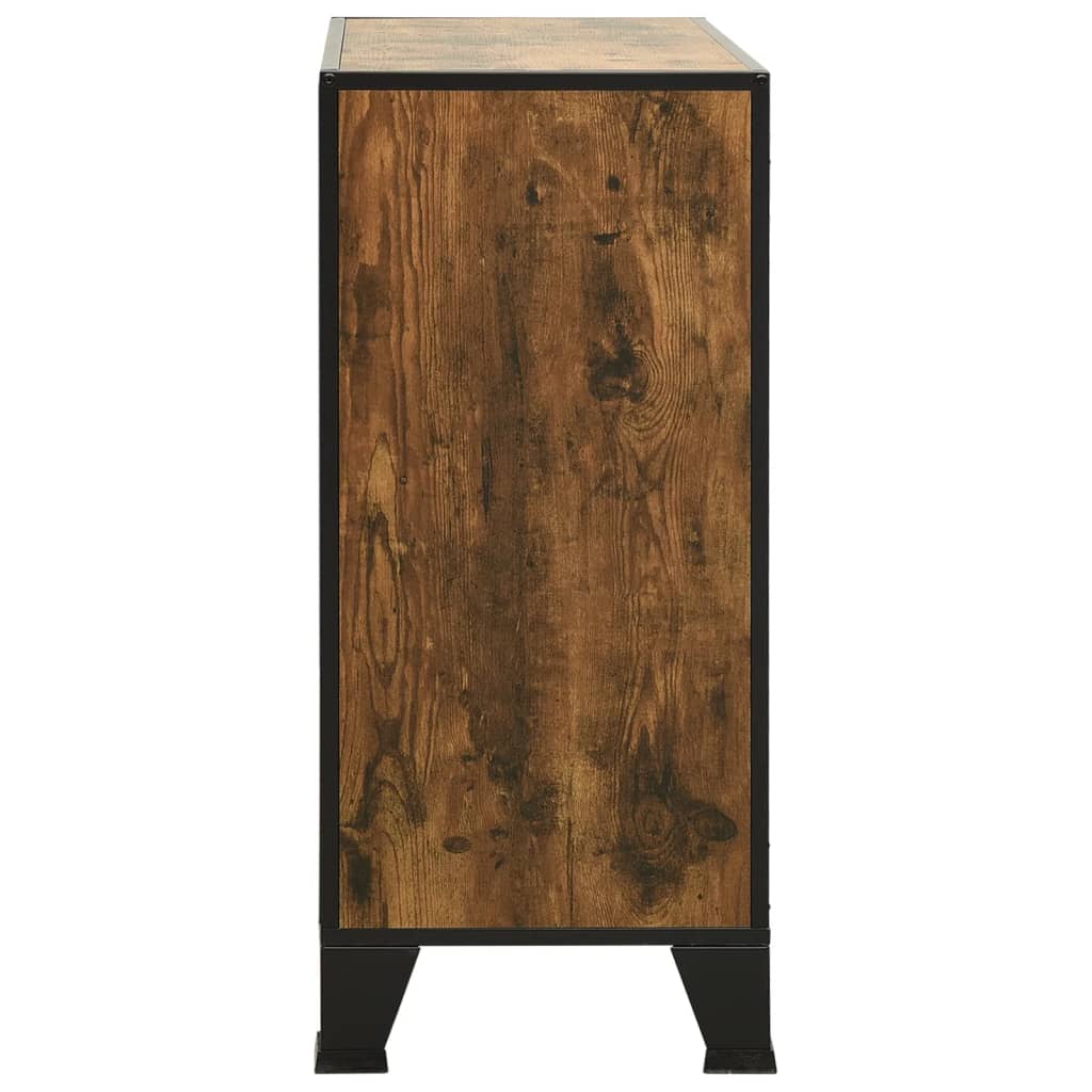 Opbergkasten 2 st 72x36x82 cm metaal en MDF rustiek bruin – afbeelding 5