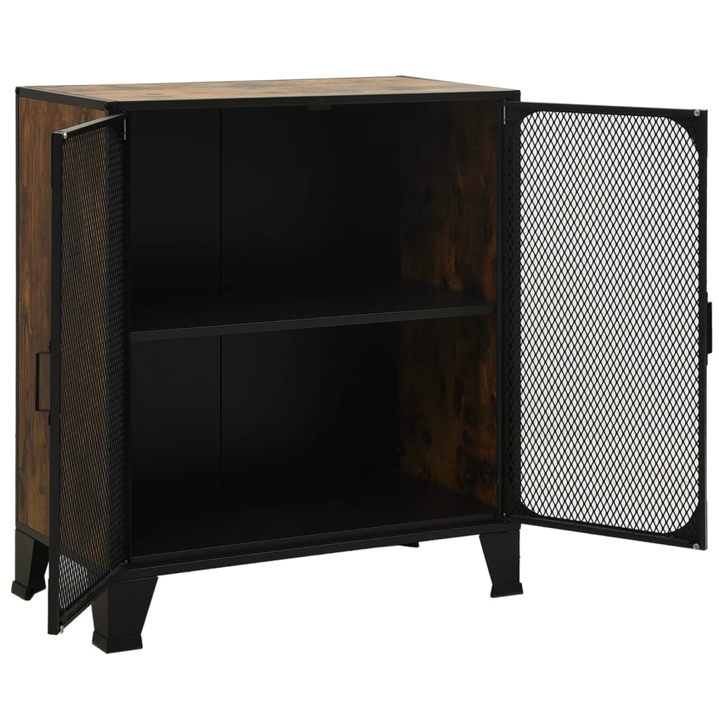 Opbergkasten 2 st 72x36x82 cm metaal en MDF rustiek bruin – afbeelding 7