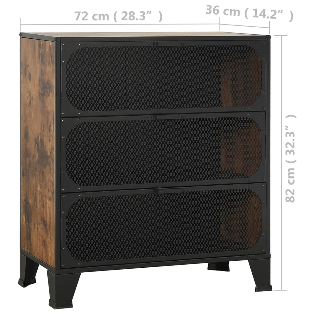 Opbergkasten 2 st 72x36x82 cm metaal en MDF rustiek bruin – afbeelding 10