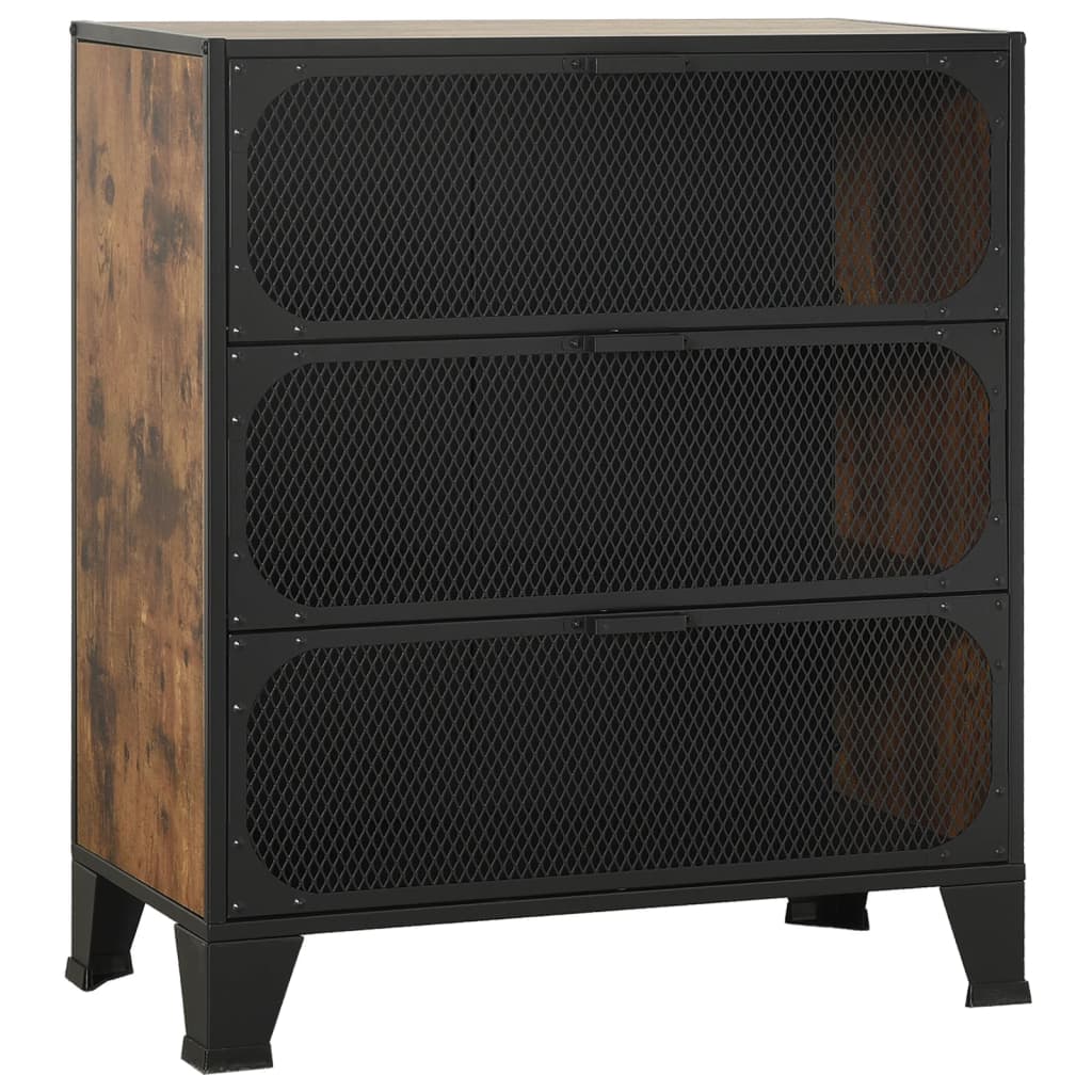Opbergkasten 2 st 72x36x82 cm metaal en MDF rustiek bruin – afbeelding 3