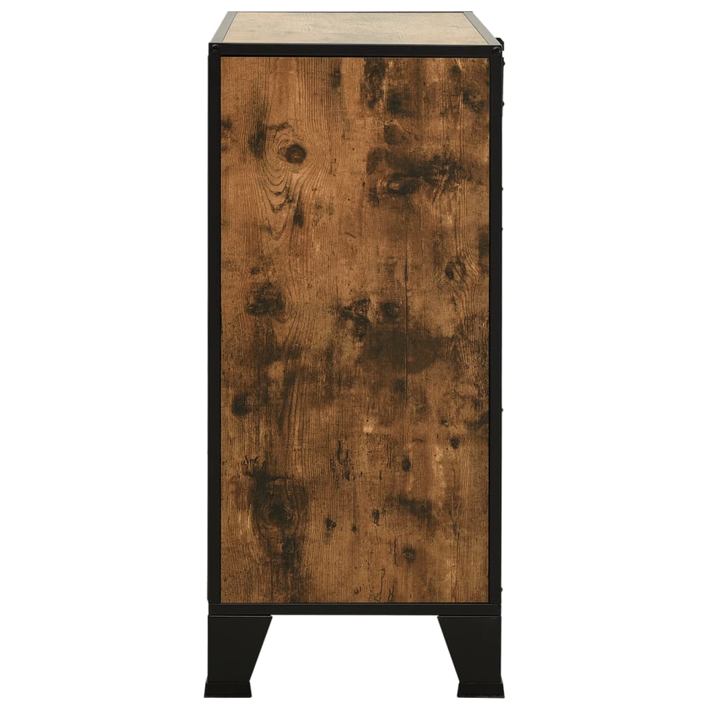 Opbergkasten 2 st 72x36x82 cm metaal en MDF rustiek bruin – afbeelding 5