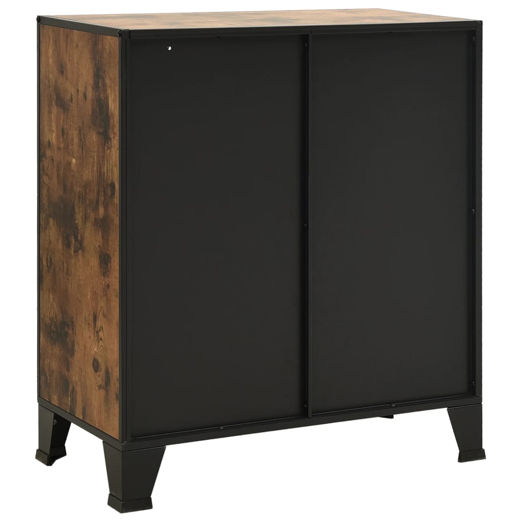 Opbergkasten 2 st 72x36x82 cm metaal en MDF rustiek bruin – afbeelding 6