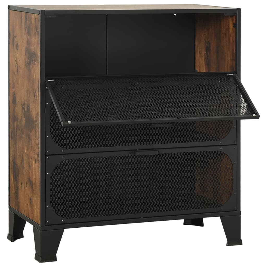 Opbergkasten 2 st 72x36x82 cm metaal en MDF rustiek bruin – afbeelding 7