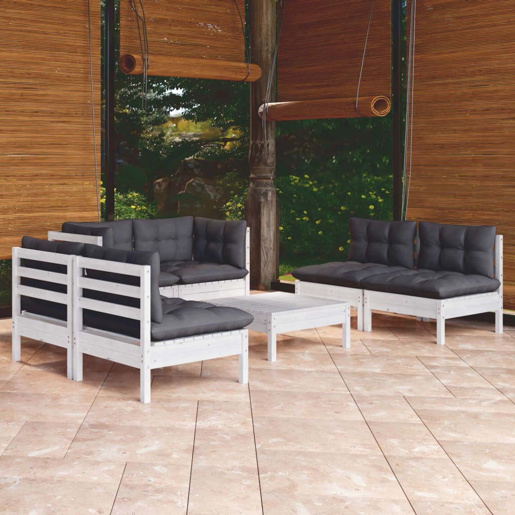 7-delige Loungeset met kussens massief grenenhout – afbeelding 1