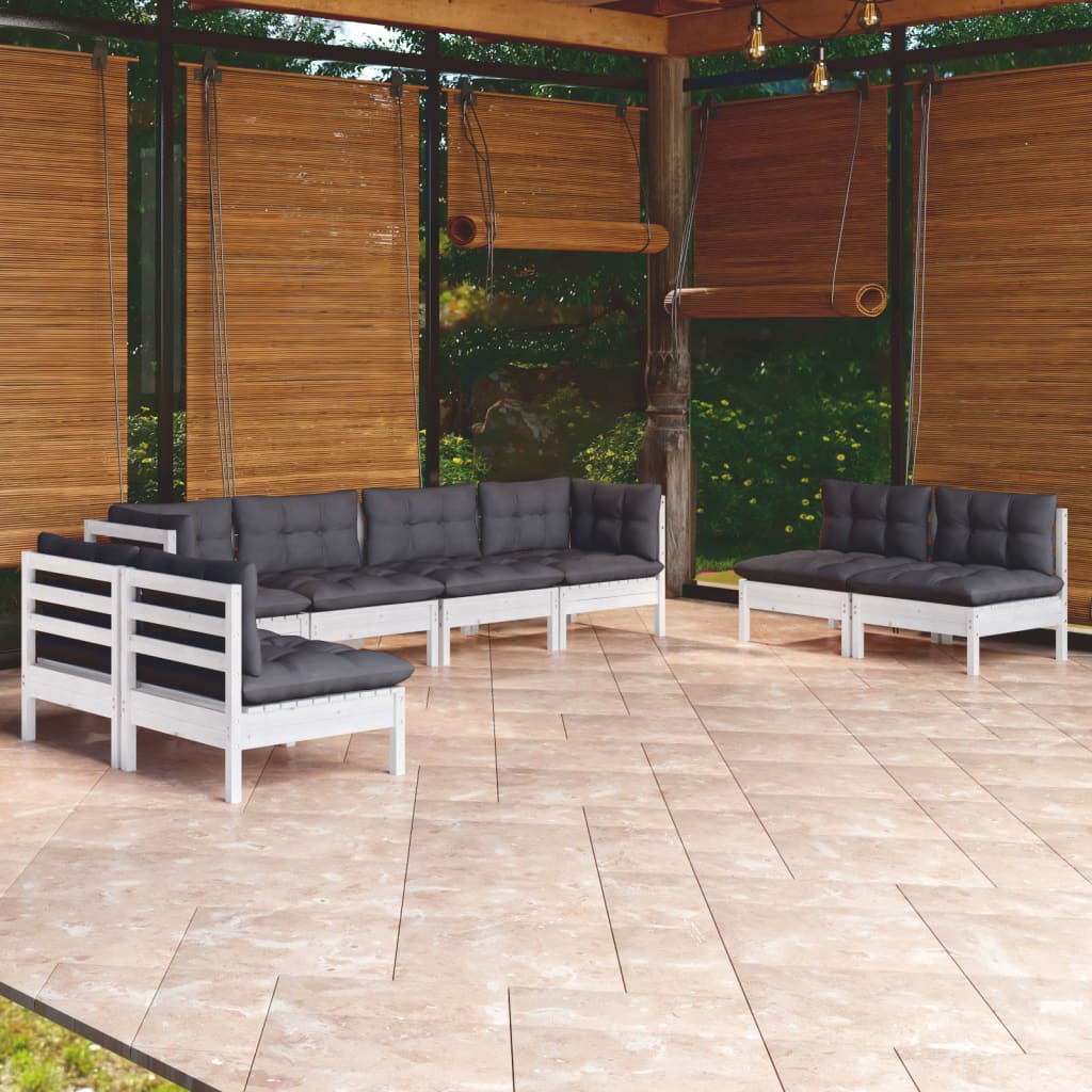 8-delige Loungeset met kussens massief grenenhout – afbeelding 1