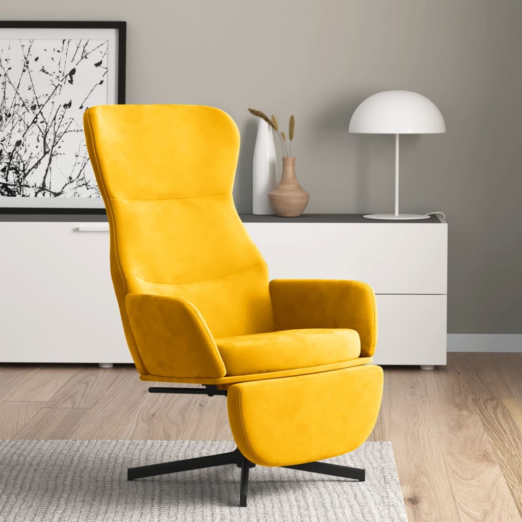 Relaxstoel met voetensteun fluweel mosterdgeel