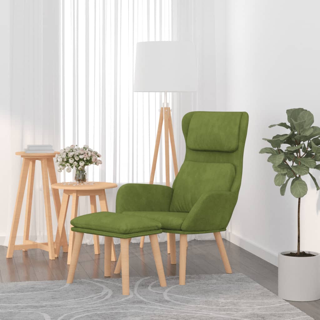 Relaxstoel met voetenbank fluweel lichtgroen
